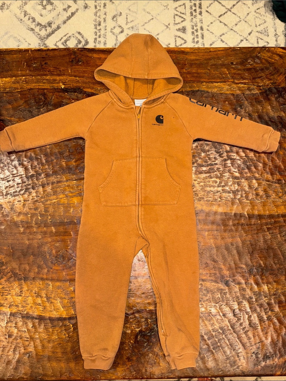 Carhartt Kids Hooded One-Piece in Rust Brown